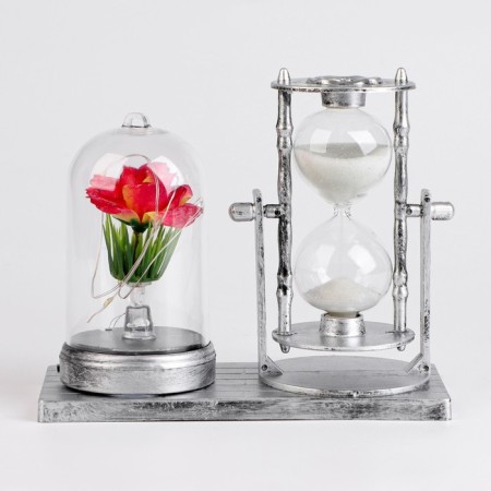Sanding clock "Rose", souvenir, with backlight, 15 x 9 x 14 cm