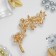 Brooch "Flower Trio" pearls, white color in gold