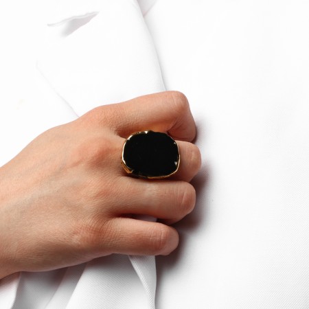 Ring "Style" Massive Circle, black color in black gold, dimensionless-3