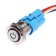 Switch, 12 V, 3 A, 5 PIN, IP67, D 16mm, wire 15 cm, red