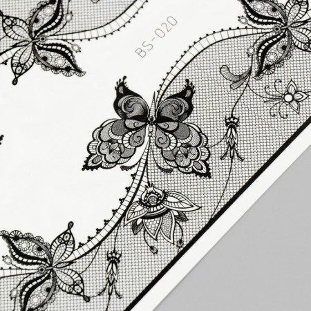 Tattoo on the body black "grid with openwork butterflies" 24x10.5 cm-2