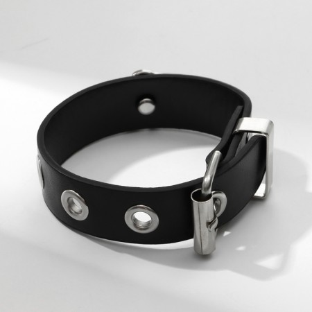 Bracelet Unisex "Hardcore" Sneaking strap, black color in silver-3