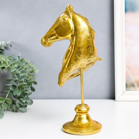 Souvenir Polystone Bust "Head of the Horse" Golden 10x11x31.5 cm-2