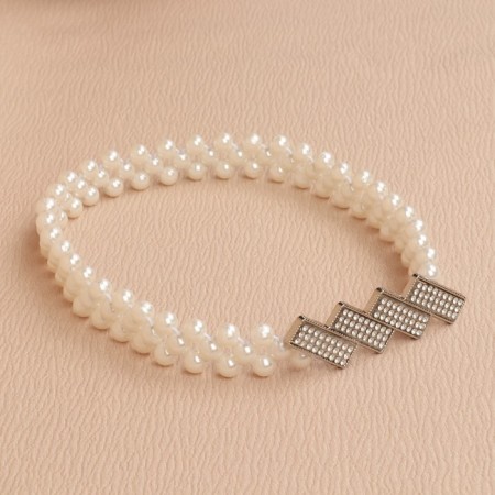 Picking for curtains "Geometry", gum pearls, 2.2 × 7.5 cm, 2 × 45 cm, white color-1