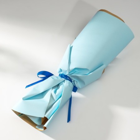 Bouquet of soap petals "Rose and eucalyptus" Blue 7.5x11x34.5 cm-4