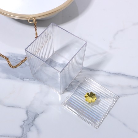 Organizer for storage "Flower", with a lid, 11 × 8.5 × 8.5 cm, the color is transparent/golden-7