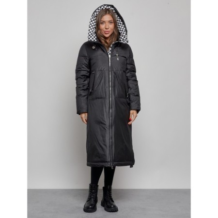 Coat insulated winter female, size 48, black color-4