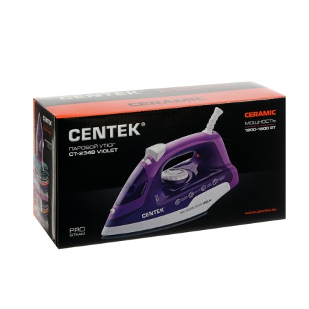 Iron CENTEK CT-2348, 1300-1800 watts, ceramic soles, 200 ml, purple-10