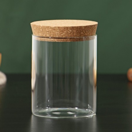 Glass Bank for bulk products with a Bellatenero cork cover "Classic", 450 ml, 8.5 × 11 cm-2