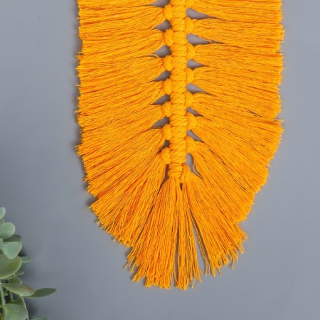 Panel wall -mounted macrame "leaf" yellow 30x15 cm-2