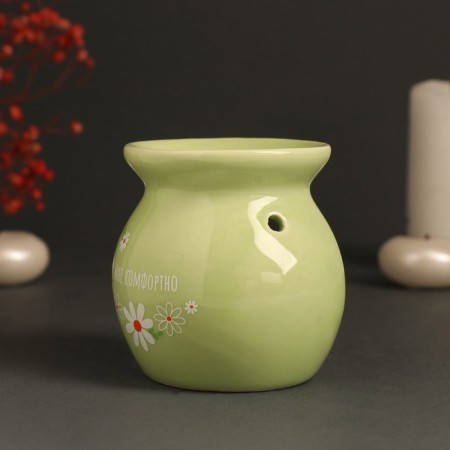 Aroma lamp ceramics "Comfortable" to me light green 7.2x7.2x7.8 cm-4