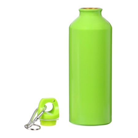 Water bottle, 500 ml, aluminum case, plastic, green-2