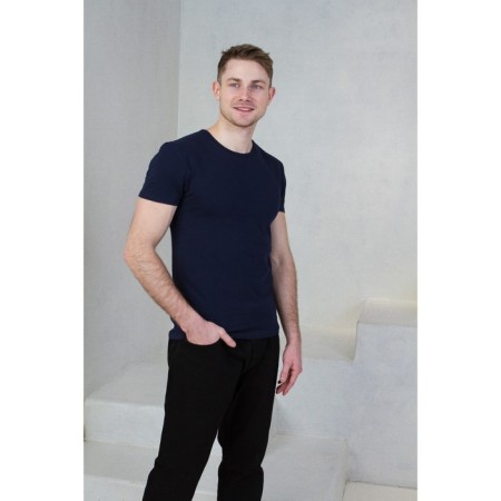 Male T-shirt, size 44, dark blue color-3