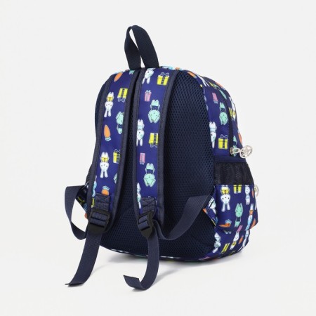 Baby backpack on lightning, external pocket, blue color-5