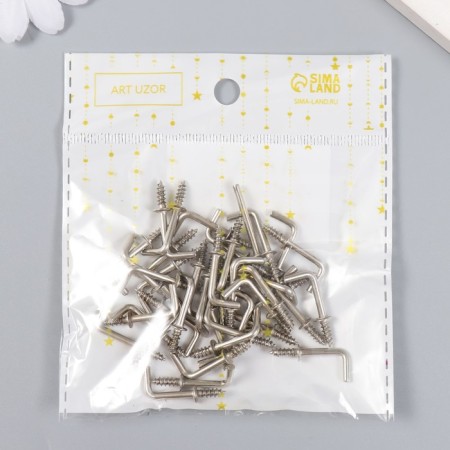 Metal hook (set 40 pcs) silver 2.5x0.5 cm, mix-8