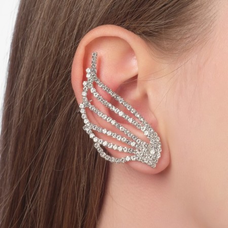 Earring "Kaff" Wing, white color in silver