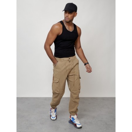 Cargo jeans men, size 56, beige color-3