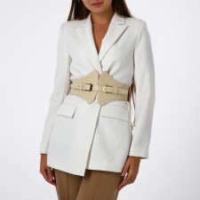 Women's belt, width 15 cm, beige color