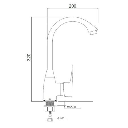 Kitchen mixer "RMS" PL5CH-017F, single-leaf, cartridge 40 mm, ABS plate, chrome-1