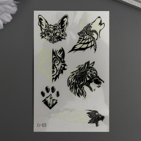 Tattoo on the body luminous "wolf" 12x7.5 cm-1
