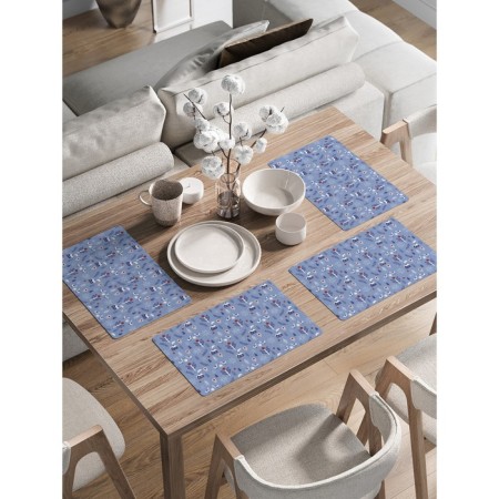 A set of napkins for setting the Winter evening table, rectangular, rounded edges, size 30x46 cm, 4 pcs