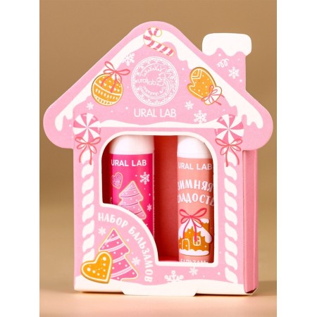 Gift set Ural Lab: lip balm, 2x10 g, aroma of gingerbread and strawberry jam, New Year-6