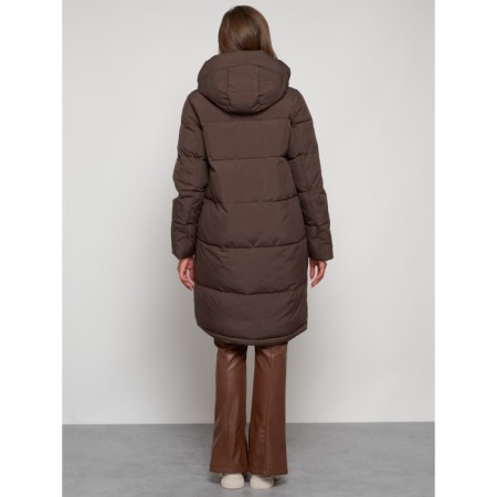 Coat insulated winter female, size 52, brown color-3