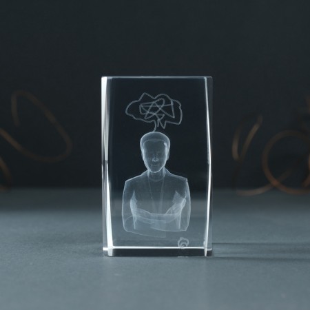 Souvenir glass rectangle "Thinker" 5x5x8 cm