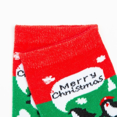 Women's socks "Penguin", green color, size 23-26-2