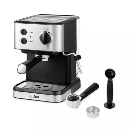 Coffee machine KitFort KT-7138, Rozhkova, 1050 W, 1.5 l, cappuccino, silver-black-8
