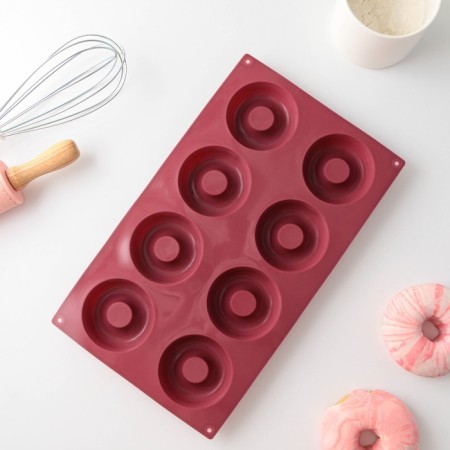 The form for baking the share "Sweets. Donuts ", 29 × 17 cm, 8 cells (d = 6 cm), color mix-4