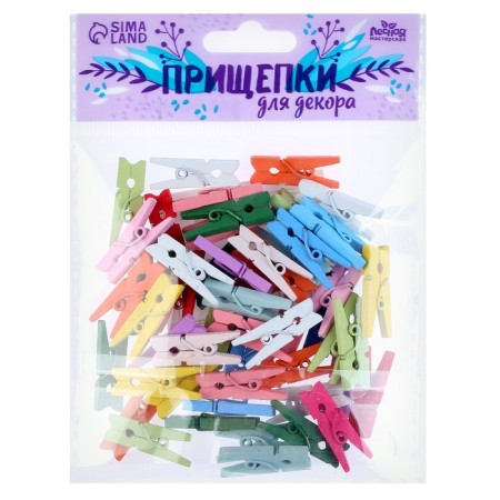 A set of clothespins for the decor "Classic" 50 pcs., 1 pc. - 2.5 cm, mix-2