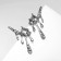 Earrings with rhinestones "melting" rhombus, white color in silver