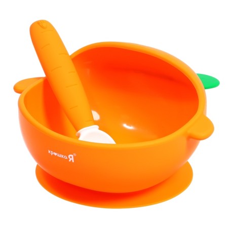 Set for feeding, food silicone, orange color-1