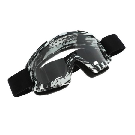 Glasses-mask for motorcycle driving, transparent glass, white-black color, OM-20-2