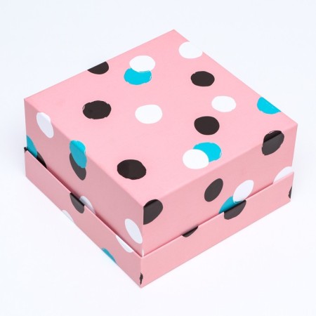 Gift box lid is, 19 x 19 x 10.5 cm. "Fun mood", multi-colored, blots-3