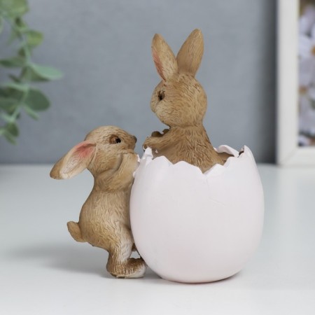 Polystone souvenir "Rabbit in an egg shell with flowers" 10x5.5x9 cm-2