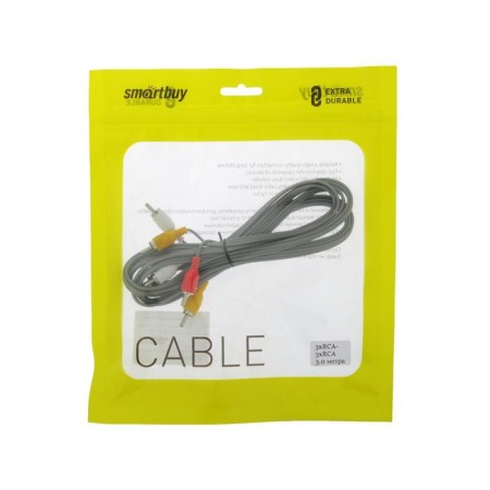 Audio/video cable Smartbuy KA233, 3XRCA (M) -3XRCA (M), 3 m, gray-4