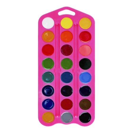 Watercolor honey 24 colors, ZHK "Flower", without brush, pink plastic case, 27421676-2