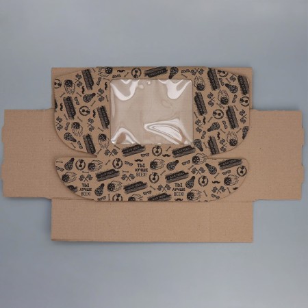 Box a gift team with a window, packaging, “best”, brown, 27x10x21 cm-4