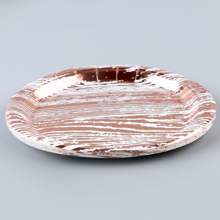 Paperial plate "Strips", in the set 6 pcs., Color Pink gold-1