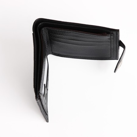 Male purse for magnet, department for bills, for maps, for coins, black color-3