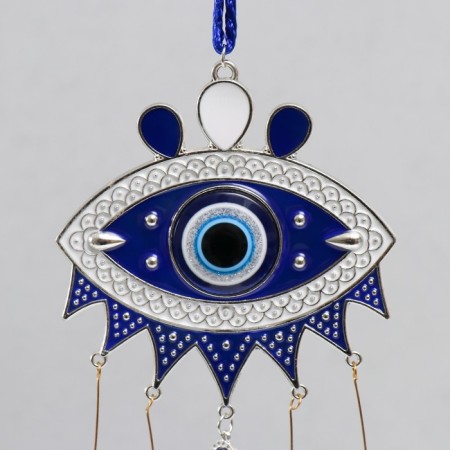 Wind music metal, plastic from the evil eye "Eye with 5 blue bells" 42x11x2.8 cm-1