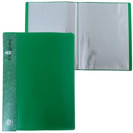 Folder with 40 A4, 500 μm inserts, calligrata, pocket on the spine, green