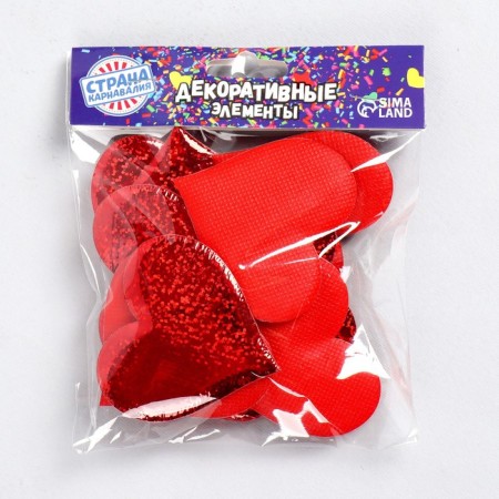 Decorative hearts, set 12 pcs., Size 1 pcs: 6.5 × 6 cm, red color-3