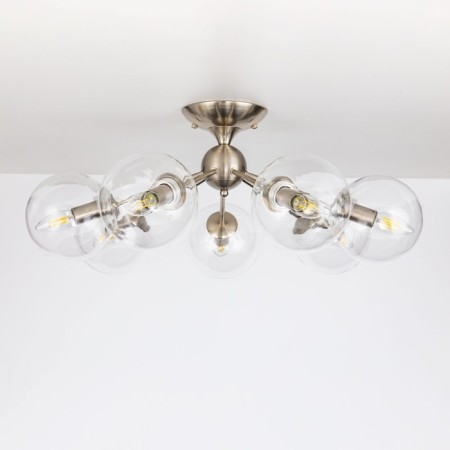 Ceiling chandelier CITILUX "Tommy" CL102171, 66.5x66.5x26 cm, 7x40W, E14, gray color gray-7