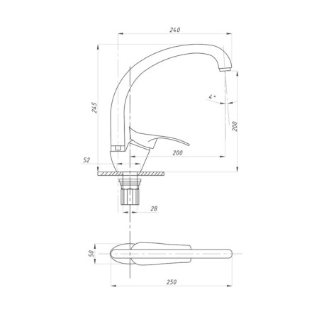 Kitchen mixer "PSM-Profsan" PSM-104-3, single-leaf, pour length 200 mm, chrome-1