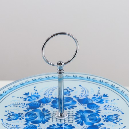 Glass fruit 2-tier round share "blue", d = 25/20 cm, blue color-1