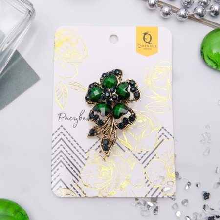 Brooch "Flower of desires", emerald color in black gold-1