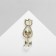 Brooch "cat" crystal with a bow, the color is white in gold